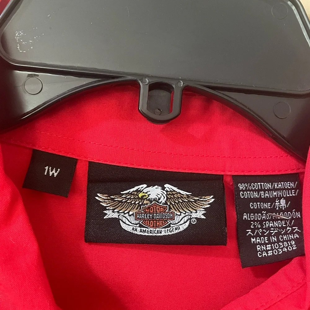 Harley-Davidson Red Long-Sleeve Button-Up Shirt with Chest Logo in - Picture 6 of 6